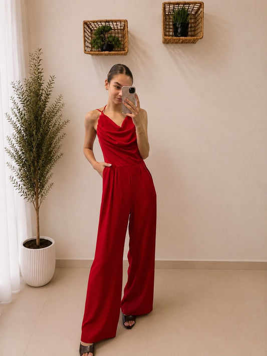 Elegantný overal so širokými nohavicami