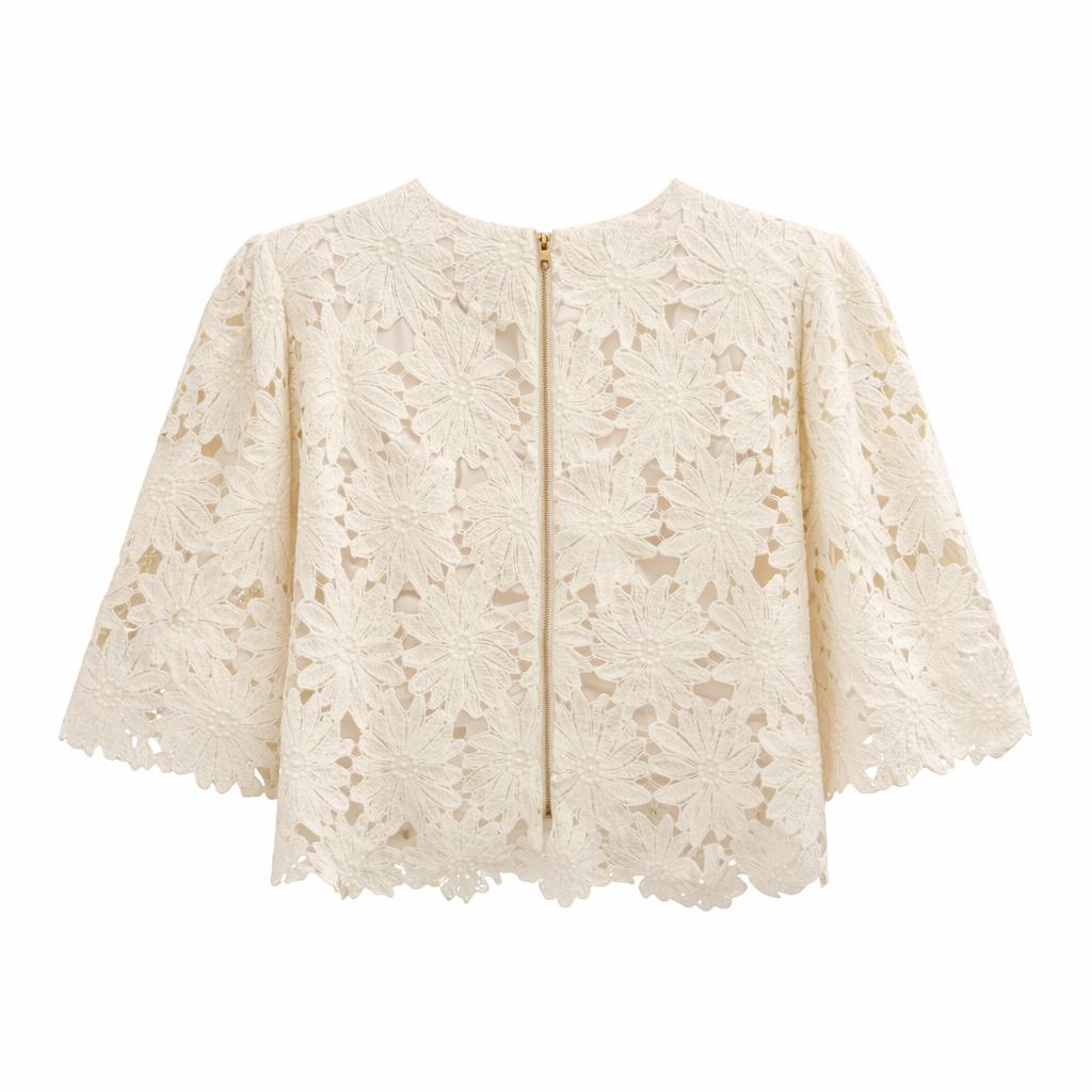 Romantický čipkovaný komplet: Top a dlhá sukňa