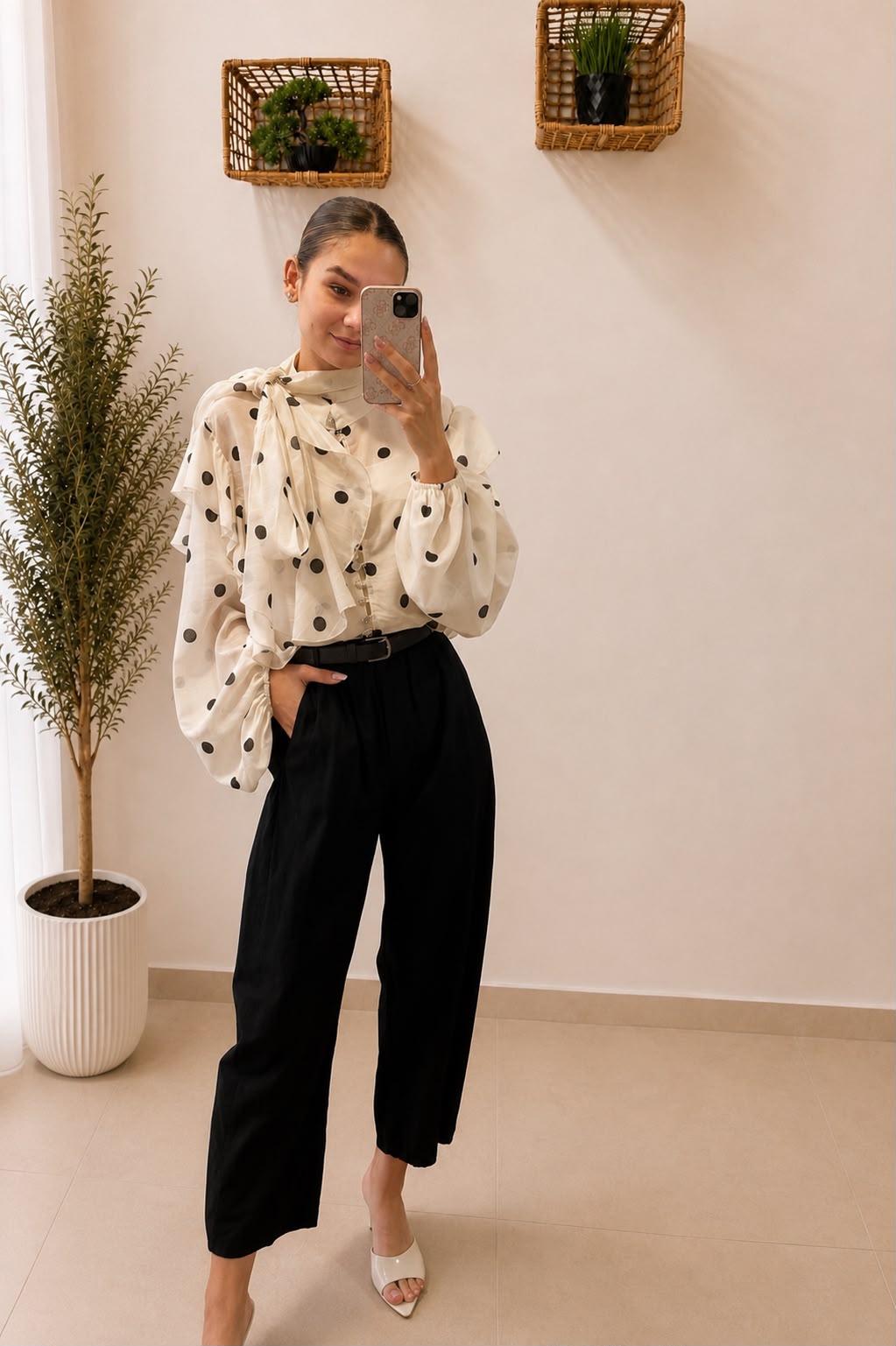 Elegantná blúzka s ozdobným viazaním a tielkom