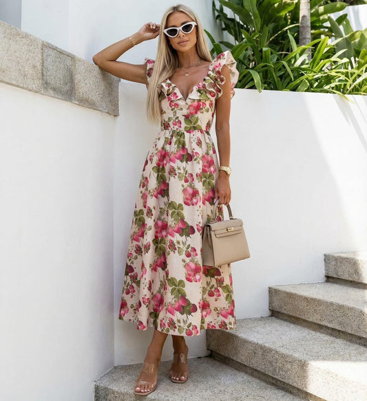 Romantické letné šaty s volánmi a kvetinovým vzorom