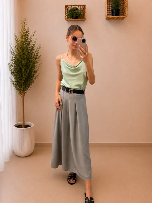 Elegantná maxi sukňa s opaskom