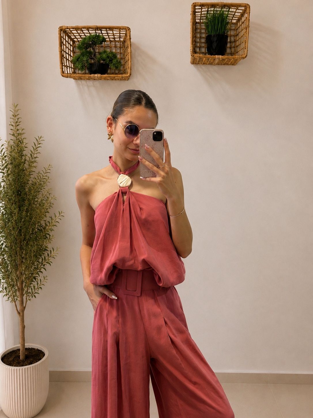 Elegantný dvojdielny set s topom a širokými nohavicami