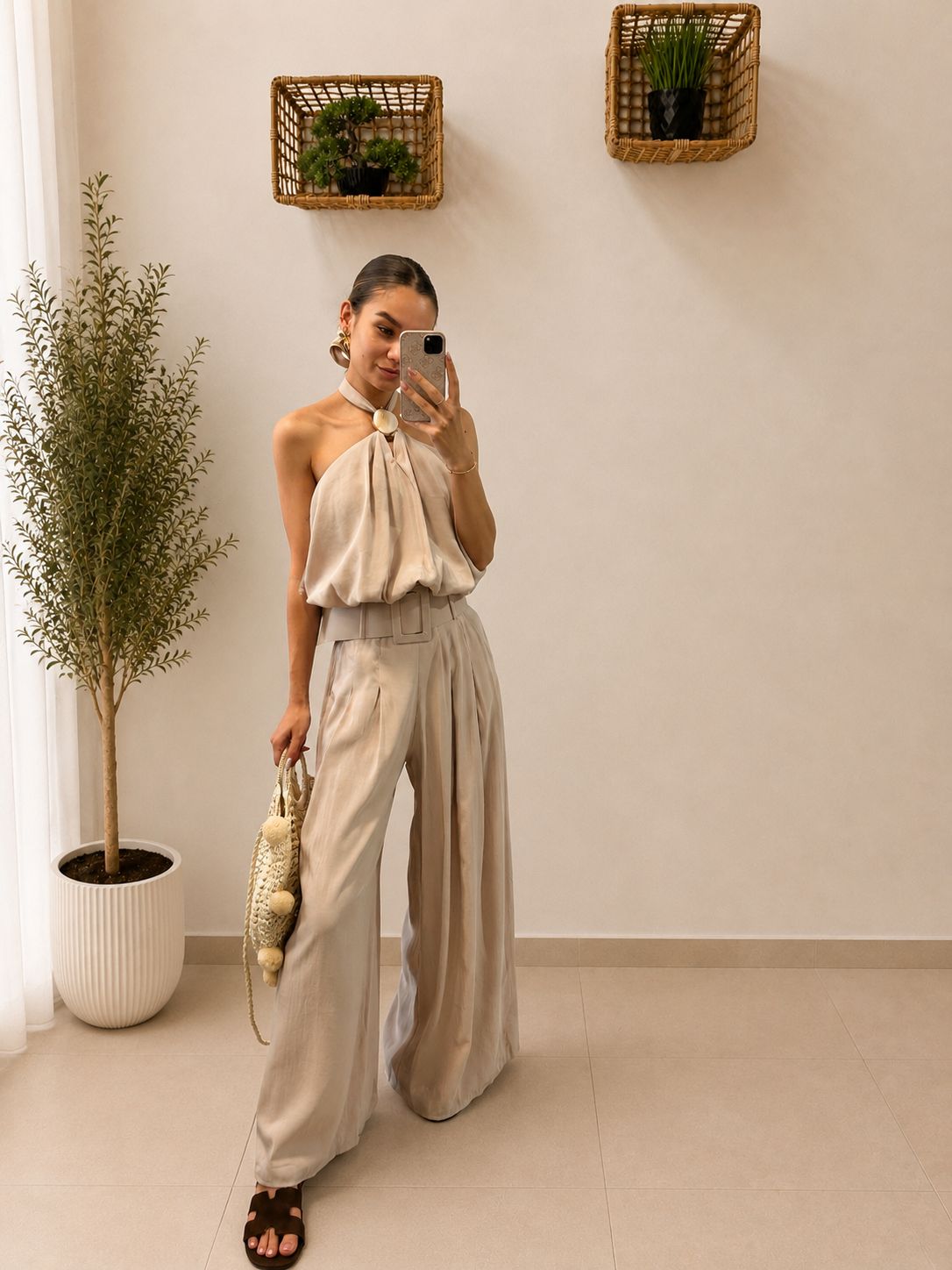 Elegantný dvojdielny set s topom a širokými nohavicami