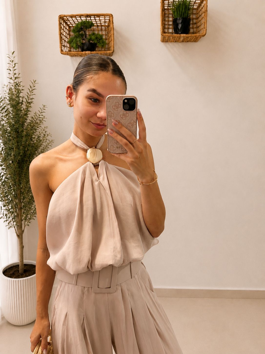 Elegantný dvojdielny set s topom a širokými nohavicami