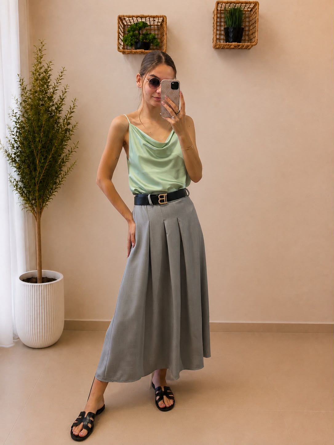 Elegantná maxi sukňa s opaskom