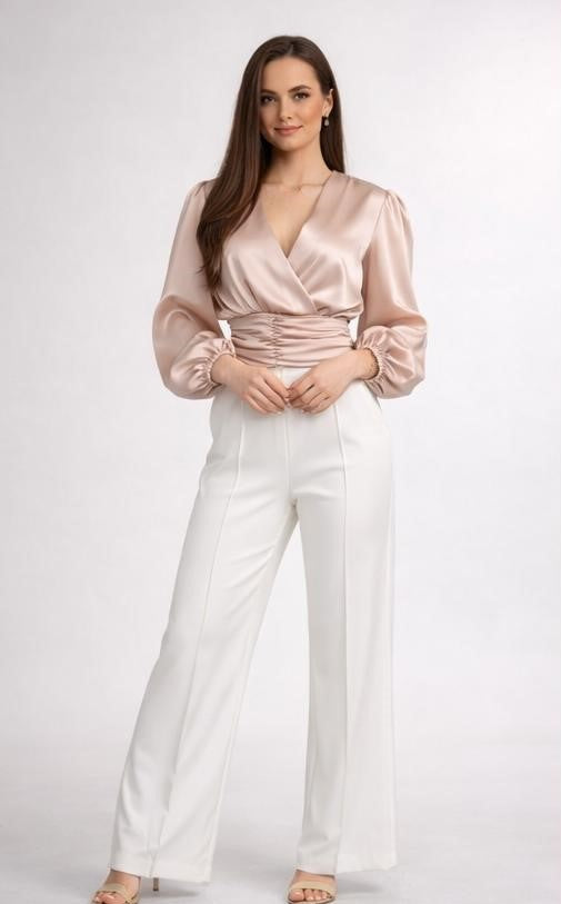 Elegantná blúzka s krátkym naberaným rukávom